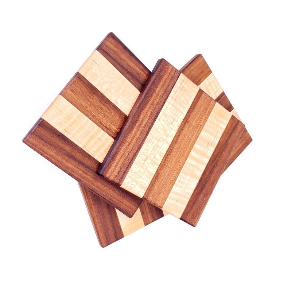 Handmade oak and maple coasters set of 4 - Picture 4 of 4